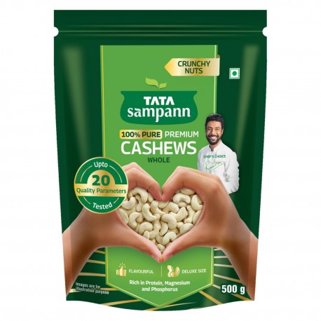 Tata Sampann Pure Cashews Whole Kaju 500g, Nutritious & Delicious Premium Kaju nuts 500gm