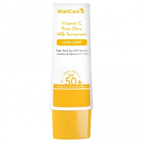 WishCare Vitamin C Pure Glow Milk Sunscreen SPF 50 PA++++ - Ultra Light Weight 50g