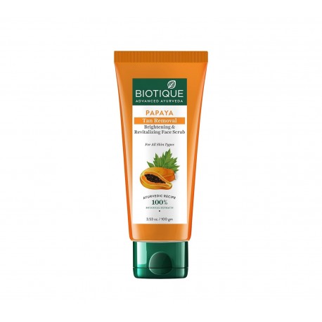 Biotique Papaya Tan Removal Brightening & Revitalizing Face Scrub 100g pack of 2