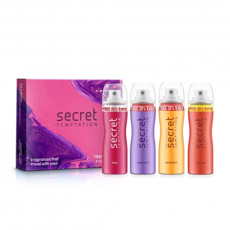 Secret Temptation Travel Pack with Pink Pack of 4 50ml