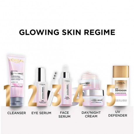 L'Oreal Paris Glycolic Bright Daily Foaming Face Cleanser 100ml All Skin Types