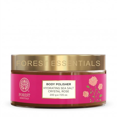 Forest Essentials Sea Salt Crystal Rose Body Polisher | Natural Ayurvedic Body Scrub for Skin
