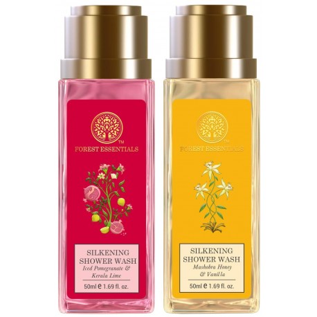 Forest Essentials Travel Size Silkening Shower Wash Iced Pomegranate  Honey & Vanilla Combo