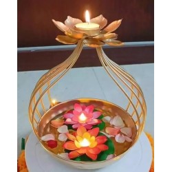 Diya Shape Flower Decorative Urli Bowl/Handcrafted Bowl for Floating Flowers and Tea Light Candles Home,Office and Table Decor