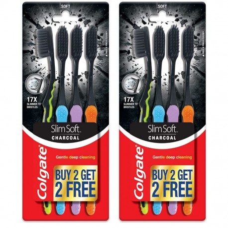 Colgate Slim Soft Charcoal Toothbrush Pack Of 2