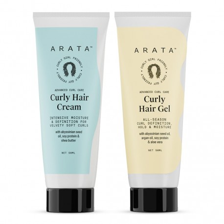 Arata Curl Styling Combo Mini Curl Cream 50ml+ Gel 50ml For Dry Frizzy Wavy Curly Hair Reduces Frizz