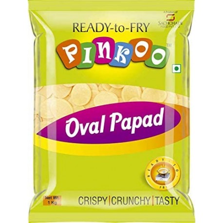PINKOO Oval Papad golgappa 1 kg / Ready to Fry Oval papad