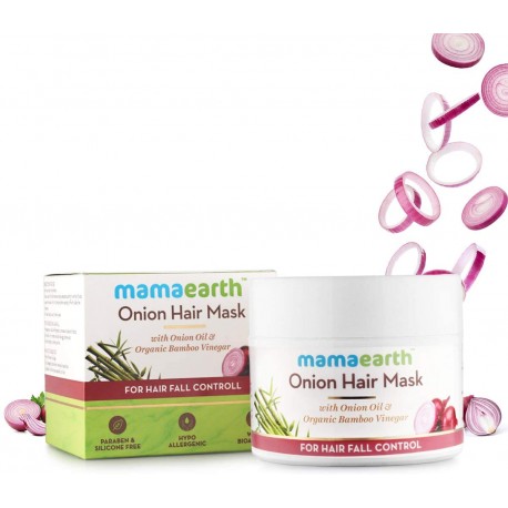 Mamaearth's Onion Hair Mask for Hairfall Control with Organic Bamboo Vinegar 200gm