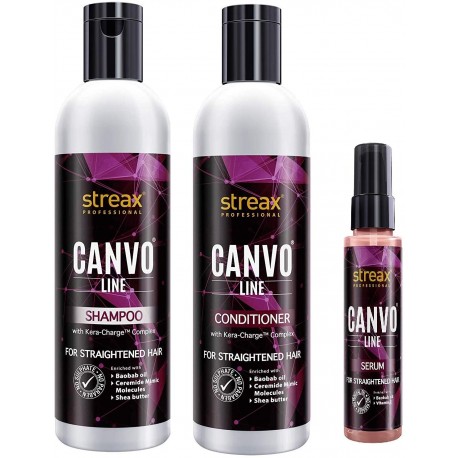 Streax Pro Canvo Line Shampoo, Conditioner & Serum For Straightened Hair