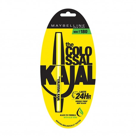 Maybelline New York Colossal Kajal, Black, 0.35g (Pack of 2)