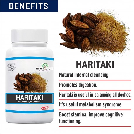 JEEVAN JYOTI AYURVEDA Haritaki Single Herb Capsules - 60 Capsules