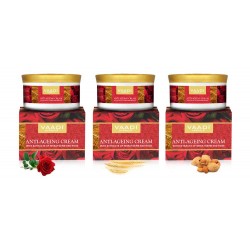 VAADI HERBALS Anti-Ageing Cream with extracts of Almonds, Wheatgerm and Rose (150 g) (Pack of 3)