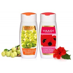 Vaadi herbals Amla Shikakai Shampoo - Hairfall & Damage Control with Corn Rose Conditioner (110 ml )