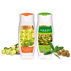 Vaadi herbals Amla Shikakai Shampoo - Hairfall & Damage Control with Olive Conditioner (110 ml )