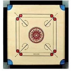 Ashika Sports Matte Plywood Finish Full Size 32 Inch Carrom Board Along with Wooden Coins, Stiker and Disco Powder (32*32 Inch)