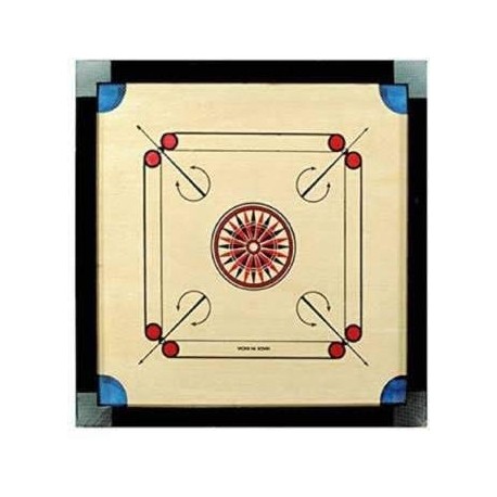 Ashika Sports Matte Plywood Finish Full Size 32 Inch Carrom Board Along with Wooden Coins, Stiker and Disco Powder (32*32 Inch)