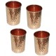 MILLIONSTORE Copper Tumblers Hammered Water Glasses for Dinnerware Healing Ayurvedic Product Set (4)