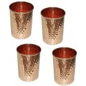 MILLIONSTORE Copper Tumblers Hammered Water Glasses for Dinnerware Healing Ayurvedic Product Set (4)