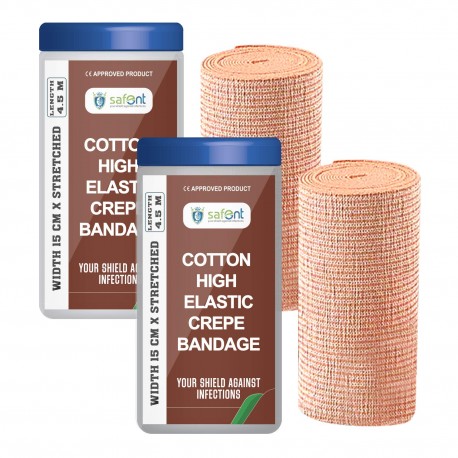 Safent Cotton High Elastic Bandage 6 Inch (Set Of 2)