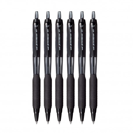 UNI-BALL UNJSP101BK6 Jetstream Roller Ball Pen Set - Pack of 6 (Black)