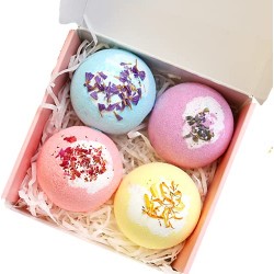 Seychelles Rose, Lavender, Calendula, Orchid Essential Oil Bath Bombs (Pack of 4)