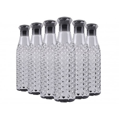Water Bottle Set with Variants of Design and Quantity  -(Diamond Black Set of 6)