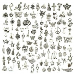 Divine Feathers 100 Pieces Mixed Charms Pendants DIY for Jewelry Making and Crafting