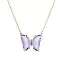 H D CREATION Charming Gold Plated Purple Crystal Butterfly Pendant Necklace for Women and Girls