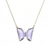 H D CREATION Charming Gold Plated Purple Crystal Butterfly Pendant Necklace for Women and Girls