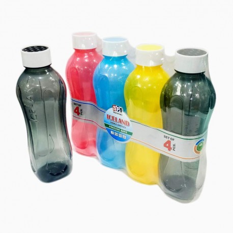 SPI Iceland Plastic Water Bottle Size: 1 LTR. (Multi-Colour) 4 Pcs.