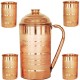 Evergrow Copper Jug And Glass Set of 4 With Original Lid For Water.
