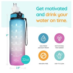 SOLARA Unbreakable Water Bottle 1 Litre with Motivational Time Marker( Colour May Vary)