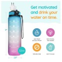 SOLARA Unbreakable Water Bottle 1 Litre with Motivational Time Marker( Colour May Vary)