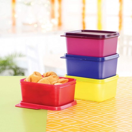 Set of 4 500ml Multicolour Tupperware Keep Tab Plastic Container Set 
