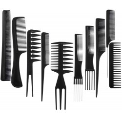 Spanking Professional Hair Combs Salon Styling Tools Comb Set 10 Piece (Black)