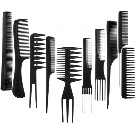 Spanking Professional Hair Combs Salon Styling Tools Comb Set 10 Piece (Black)