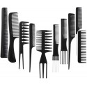 Spanking Professional Hair Combs Salon Styling Tools Comb Set 10 Piece (Black)