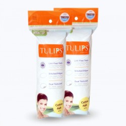 Tulips 50 Round Facial Cotton Pads in a Ziplock Bag (Pack of 2)