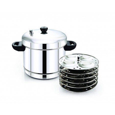 Tallboy Classic 6 Plates Idli Cooker Stainless Steel with Induction Base, (24 Idlis)