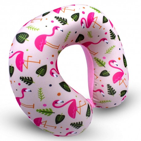 Sterling Neck Pillow for Travel with Washable Cover Flamingo Printed