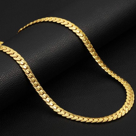 Trendy Classic Stainless Steel Flat Curb Chain Golden Necklace (Pack of 10)