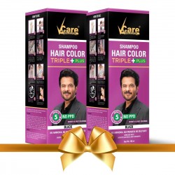 VCare Shampoo Hair Color Natural Black Best hair instant colour for Men and Women / 180 ml(Pack of 2)