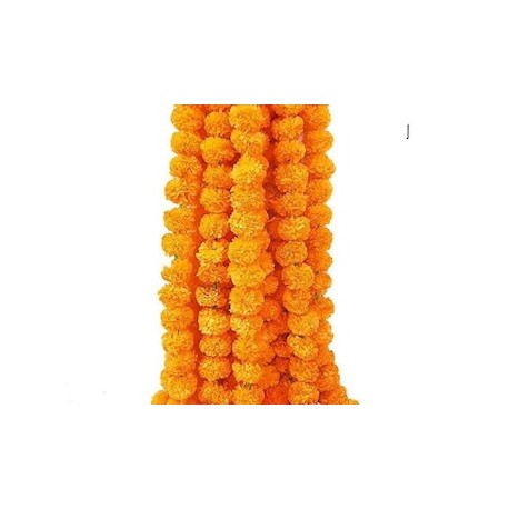 Artificial Marigold Flower Garlands For Decoration (Pack of 5)