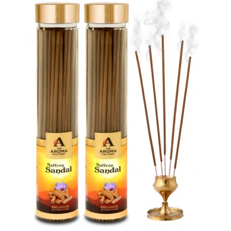 The Aroma Factory Kesar Chandan Saffron Sandal Incense Sticks Bottle - (Pack of 2)