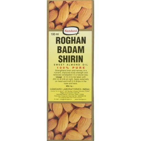 Hamdard Roghan Badam Shirin Sweet Almond Oil, 100 ml - (Pack Of 2)