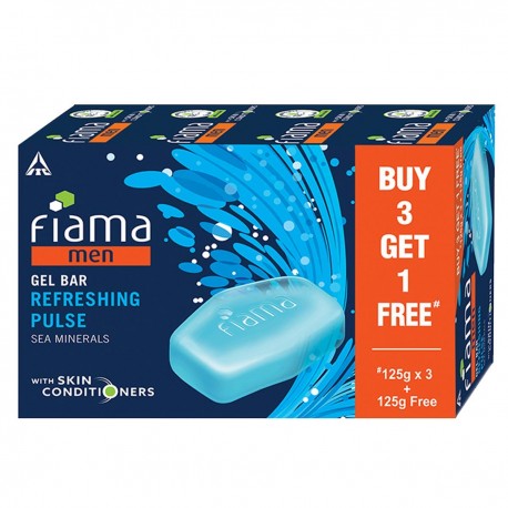 Fiama Men Refreshing Pulse Gel Bar, 125g - (Buy 3 Get 1 Free)