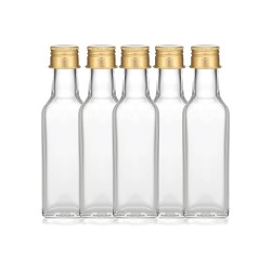 MBS 100ml Square Glass Bottle With Cap, Plug And Cork Lid (Marasca) - Set of 5