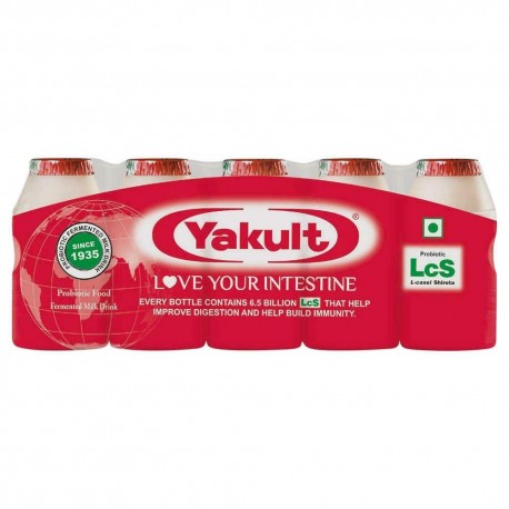 Yakult Probiotic Fermented Health Drink, 325ml - Pack of 5
