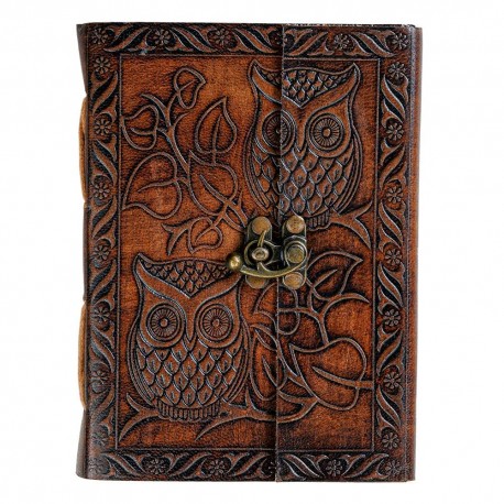 Goldline Handcrafted Embossed Design Faux Leather Journal Diary with Vintage Lock