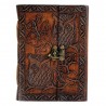 Goldline Handcrafted Embossed Design Faux Leather Journal Diary with Vintage Lock